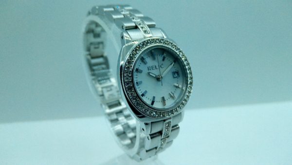 Relic All stainless Steel Japan Movement Quartz Wristwatch zr12035 Crystal Bezel Watch GreatWatchesOnline.com