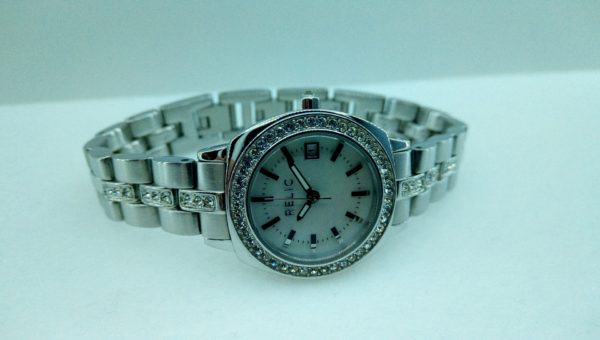 Relic All stainless Steel Japan Movement Quartz Wristwatch zr12035 Crystal Bezel Watch GreatWatchesOnline.com